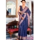 Navy Blue Pure Kashmiri Modal Weaving Designer Saree