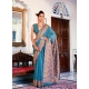 Teal Blue Pure Kashmiri Modal Weaving Designer Saree