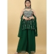 Dark Green Readymade Designer Georgette Sharara Suit