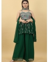 Dark Green Readymade Designer Georgette Sharara Suit