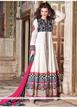 Off White Georgette Embroidery Anarkali Suits