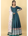 Teal Blue Readymade Designer Party Wear Georgette Gown Style Anarkali Suit