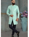 Sea Green Premium Readymade Designer Indo Western Sherwani