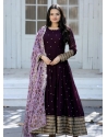 Purple Readymade Designer Party Wear Faux Blooming Anarkali Suit