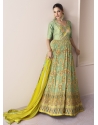 Green Designer Party Wear Real Georgette Anarkali Suit