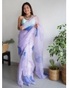 Mauve Designer Organza Wedding Wear Sari