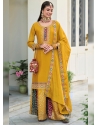 Mustard Traditional Designer Heavy Georgette Palazzo Suit