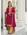 Rose Red Traditional Designer Heavy Georgette Palazzo Suit