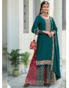 Teal Blue Traditional Designer Heavy Georgette Palazzo Suit
