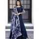 Navy Blue Readymade Designer Party Wear Faux Blooming Anarkali Suit