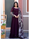 Purple Readymade Designer Party Wear Faux Blooming Anarkali Suit