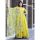 Lemon Readymade Designer Party Wear Faux Blooming Anarkali Suit