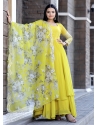Lemon Readymade Designer Party Wear Faux Blooming Anarkali Suit