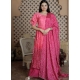 Hot Pink Readymade Designer Party Wear Maslin Croche Palazzo Suit