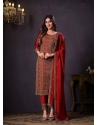 Maroon Traditional Function Wear Two Tone Catonic Geo Salwar Suit