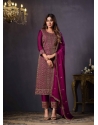 Medium Violet Traditional Function Wear Two Tone Catonic Geo Salwar Suit