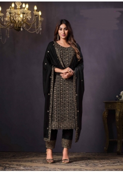 Black Traditional Function Wear Two Tone Catonic Geo Salwar Suit