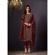 Wine Traditional Function Wear Two Tone Catonic Geo Salwar Suit