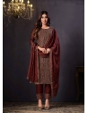 Wine Traditional Function Wear Two Tone Catonic Geo Salwar Suit
