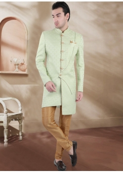 Pista Green Premium Readymade Designer Indo Western Sherwani