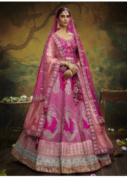 Magenta Designer Heavy Embroidered Silk Bridal Wear Lehenga Choli