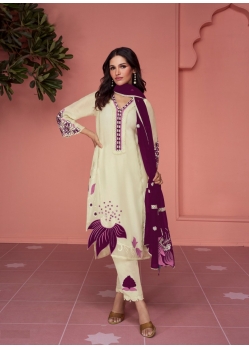 Medium Violet Traditional Function Wear Faux Georgette Salwar Suit