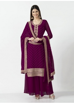 Purple Readymade Traditional Wear Georgette Salwar Suit