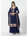 Navy Blue Readymade Traditional Wear Georgette Salwar Suit