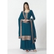 Teal Blue Readymade Traditional Wear Georgette Salwar Suit