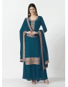 Teal Blue Readymade Traditional Wear Georgette Salwar Suit