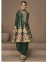 Dark Green Readymade Traditional Wear Premium Chinon Silk Salwar Suit