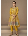 Yellow Readymade Traditional Wear Premium Chinon Silk Salwar Suit