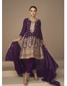 Purple Readymade Traditional Wear Premium Chinon Silk Salwar Suit