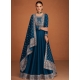 Teal Blue Designer Wedding Wear Premium Silk Anarkali Suit