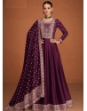 Purple Designer Wedding Wear Premium Silk Anarkali Suit