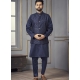 Navy Blue Exclusive Readymade Heavy Banglori Silk Kurta Pajama With Jacket