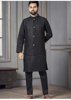 Black Exclusive Readymade Heavy Banglori Silk Kurta Pajama With Jacket