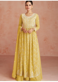 Yellow Traditional Function Wear Faux Georgette Salwar Suit