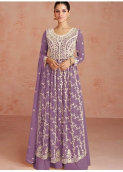Lavender Traditional Function Wear Faux Georgette Salwar Suit