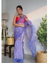 Violet Designer Organza Wedding Wear Sari