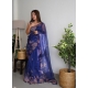 Dark Blue Designer Organza Wedding Wear Sari