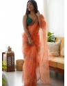 Orange Designer Organza Wedding Wear Sari