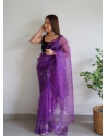 Purple Designer Organza Wedding Wear Sari