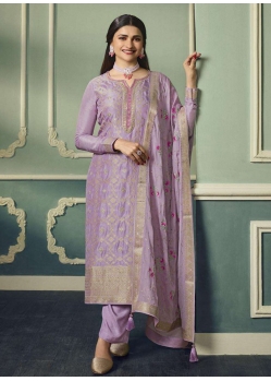 Lavender Traditional Function Wear Viscose Jacquard Salwar Suit
