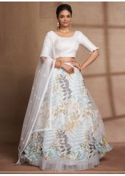 White Designer Wedding Wear Organza Lehenga Choli