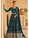 Teal Blue Designer Wedding Wear Faux Georgette Anarkali Suit