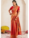 Red Traditional Function Wear Soft Silk Sari