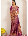 Purple Traditional Function Wear Soft Silk Sari