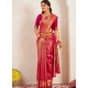 Rose Red Traditional Function Wear Soft Silk Sari