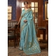 Blue Traditional Function Wear Pure Satin Silk Sari